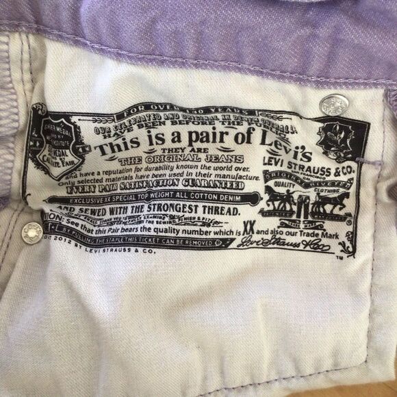 LEVI’S shorts 501 button fly mid jorts rise purple/lilac size 26 - Picture 3 of 8